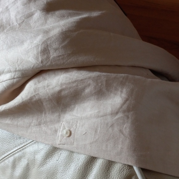 Ralph Lauren Tan 100% Linen Long Sleeve Blouse Excellent Condition Big &Talla - Picture 9 of 10